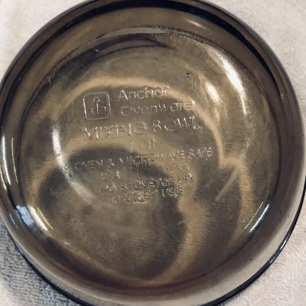 Anchor Ovenware Amber Glass Rimmed‎ 1qt Mixing Bowl